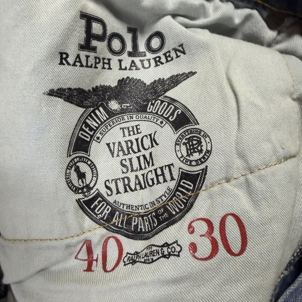 Polo Ralph Lauren Jeans Men's 40 x 30 Varick Slim Straight Medium Wash Denim - Picture 5 of 7